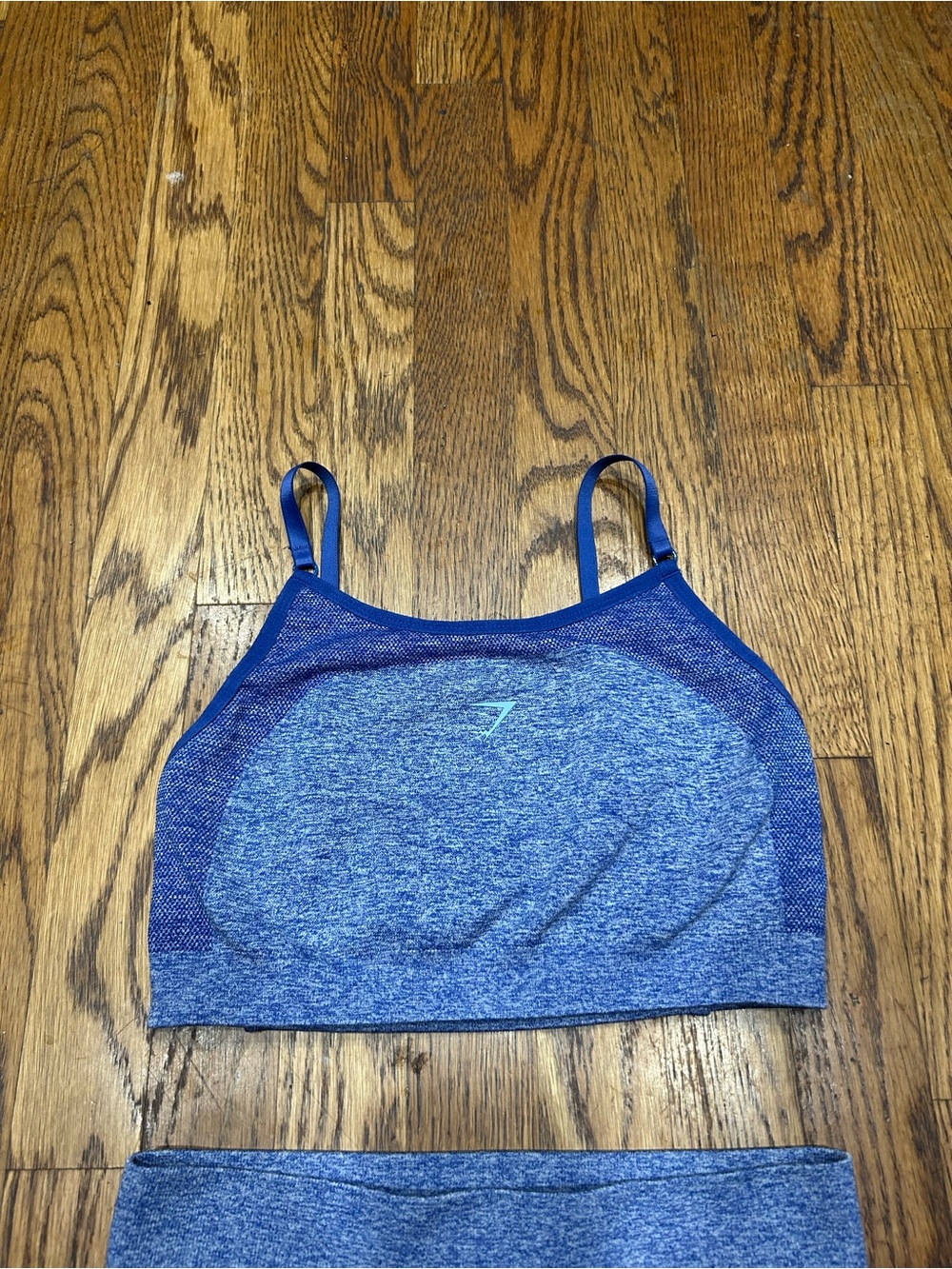 Gymshark Seamless Blue Marl Two-Piece Workout Set Sports Bra & Leggings Medium - Picture 4 of 9